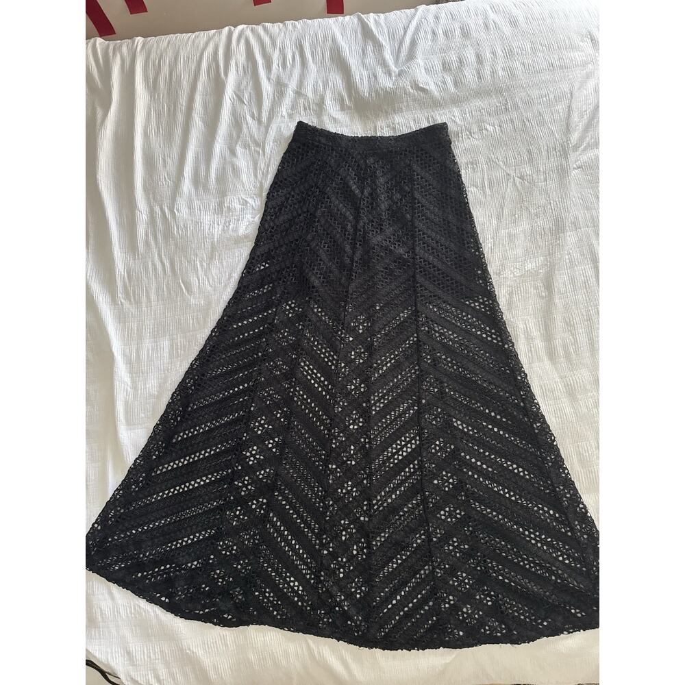 NWT H&M Black Sheer Maxi Skirt Women's 4 Crochet Gothic Whimsigoth Knit Goth